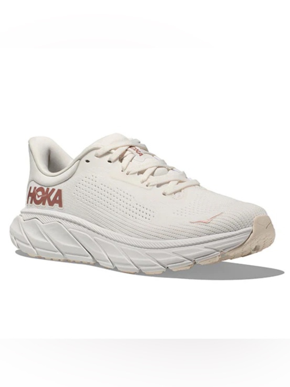 Womens Hoka Arahi 7 in Blanc De Blanc/Rose Gold Size 8.5